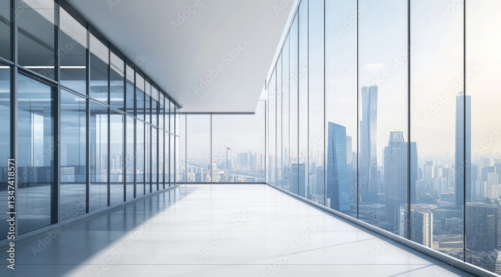 Modern empty office space with city views Modern empty office space with city views