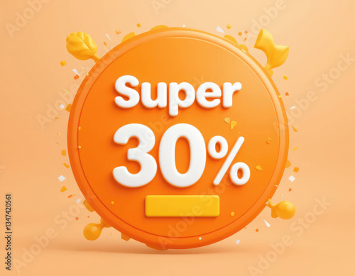 Super 30% Sale Promotion Graphic on Orange Background for Marketing