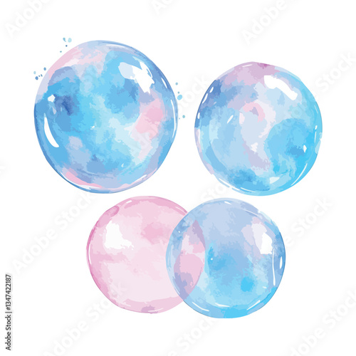 Wallpaper Mural Four different colored bubbles. One is blue and pink, the other is blue and white, the third is blue. Torontodigital.ca