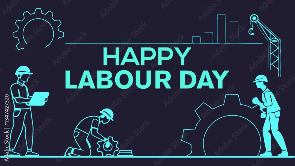 Obraz premium Happy Labour Day or International Workers' Day banner vector illustration