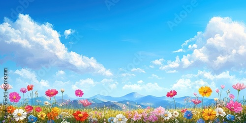 Spring landscape banner