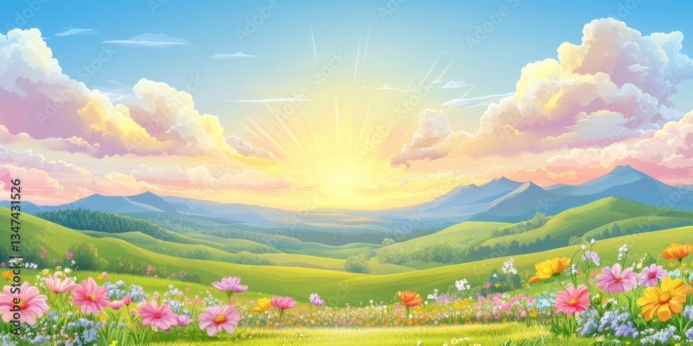 Fototapeta premium Spring landscape banner