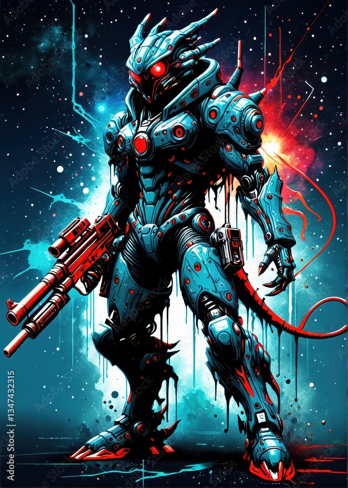 Fototapeta premium Neo-Hunter: Titan of the Void