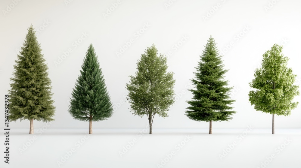 Fototapeta premium Digital Trees on White Background