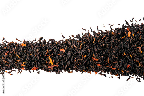Black tea leaves with fruit pieces, dried leaves transparent