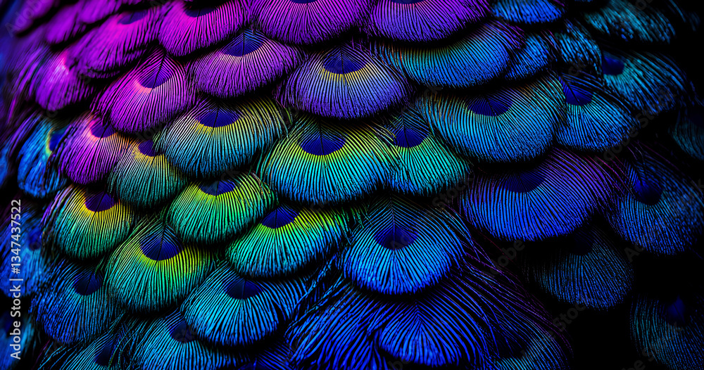 Obraz premium Vibrant Peacock Feather Texture Close-up