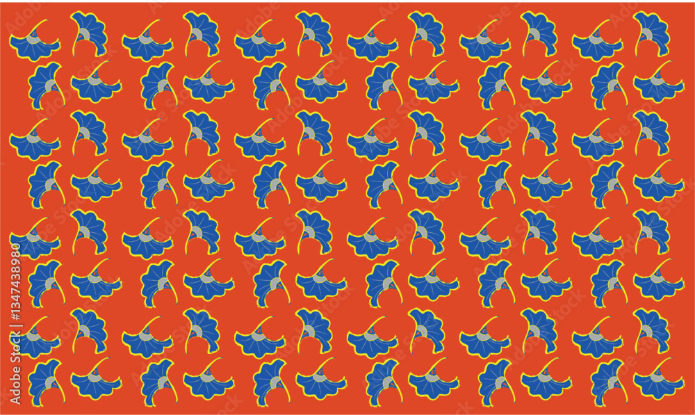Motif sans couture fleur pétale bleu jaune fond rouge vecteur printemps textile papier peint