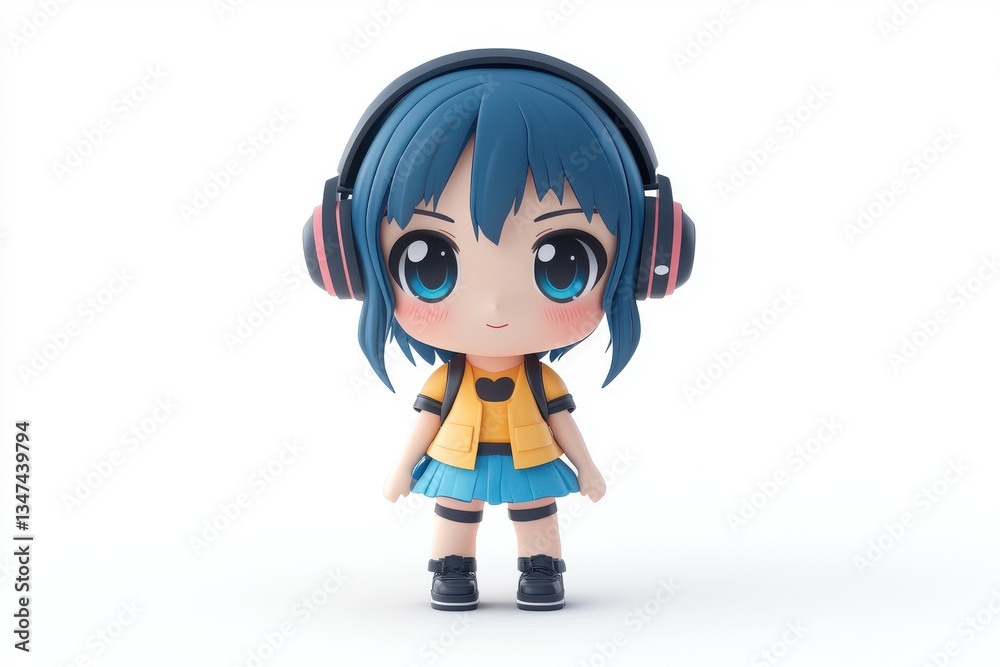 3D-Rendered Chibi-Style Anime Character – Isolated on White Background 3D-Rendered Chibi-Style Anime Character – Isolated on White Background