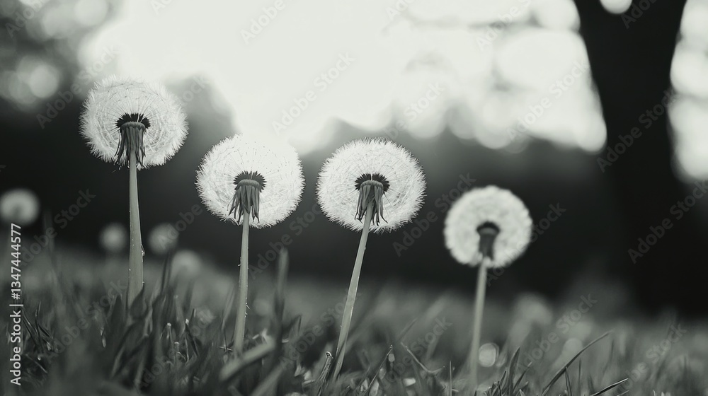 Fototapeta premium Dandelion Field at Sunset