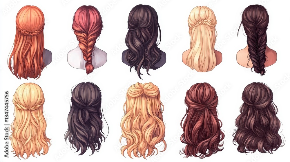 Diverse back views of hairstyles on models. Diverse back views of hairstyles on models.