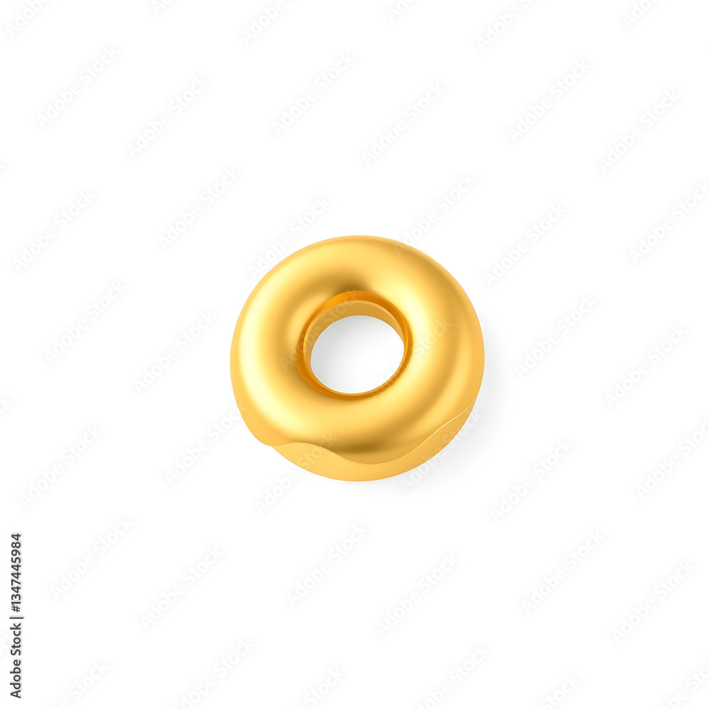 Gold donut isolated on white background. Minimal design art. 3d illustration. Generative AI Gold donut isolated on white background. Minimal design art. 3d illustration. Generative AI