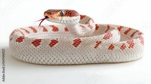 Closeup Profile Of A Red And White Snake