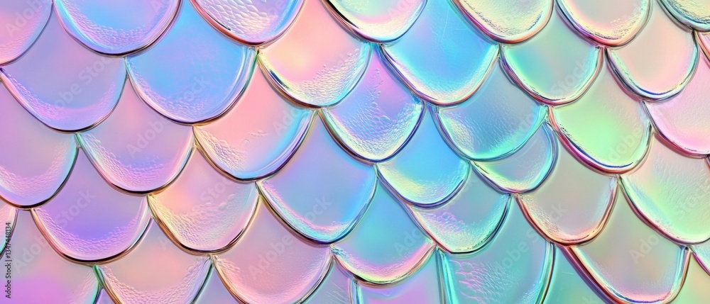 Iridescent mermaid scales background with pastel colors and holographic effect, creating a fantasy and magical texture Iridescent mermaid scales background with pastel colors and holographic effect, creating a fantasy and magical texture