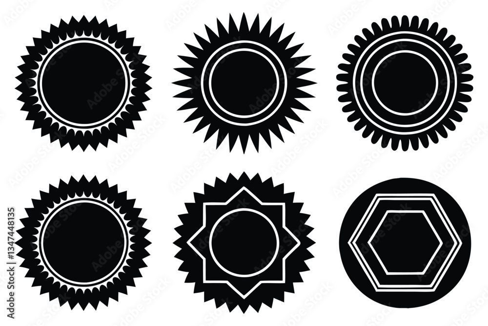 Fototapeta premium Set of decorative black and white geometric shapes