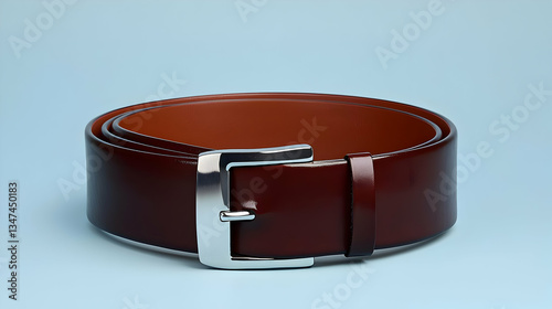 Brown Leather Belt With Metal Buckle