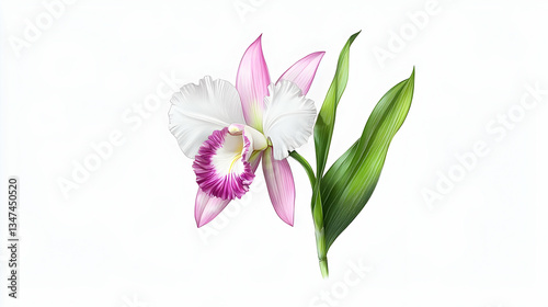 Pink And White Orchid Isolated On White Background