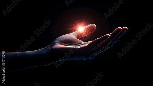 Glowing Hand Holding Light