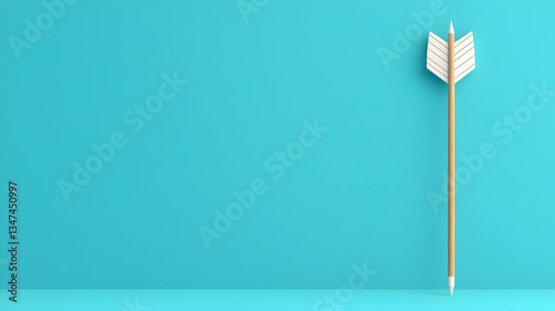 Simple White Arrow On Turquoise Background