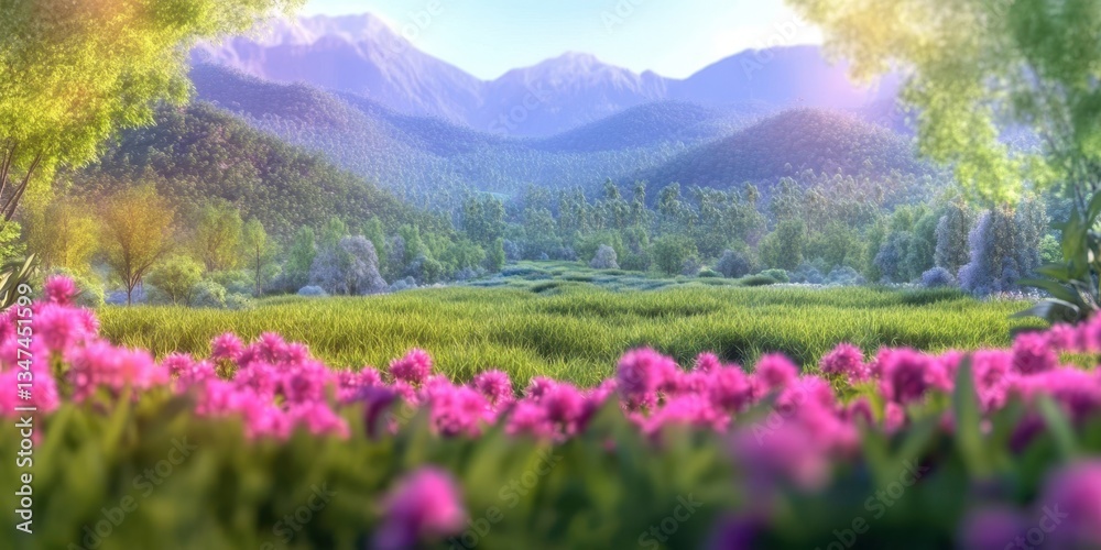 Fototapeta premium Summer landscape banner