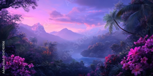Summer landscape banner
