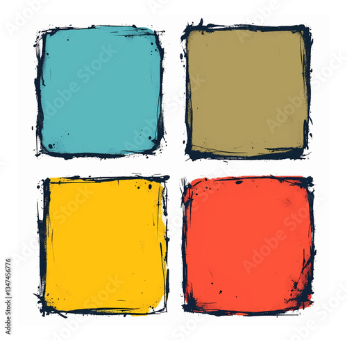set of colorful grunge frames