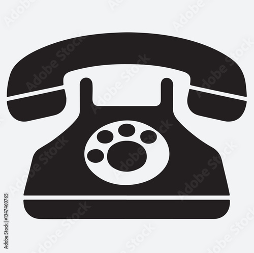 landline telephone silhouette vector art illustration, black retro telephone