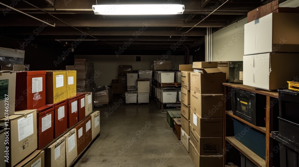 Obraz premium Storage Room with Boxes