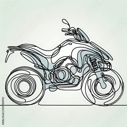 Continuous one-line drawing of a motocross bike, abstract smooth lines forming a dynamic and powerful silhouette..