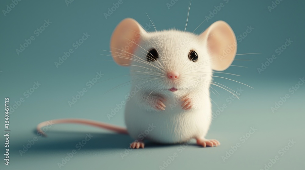 Adorable White Mouse: A Close-Up Portrait Adorable White Mouse: A Close-Up Portrait