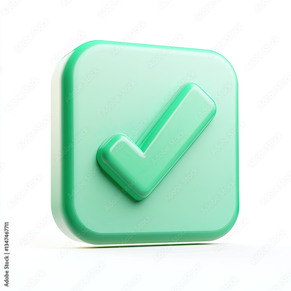 3D mint green checkmark icon 3D mint green checkmark icon