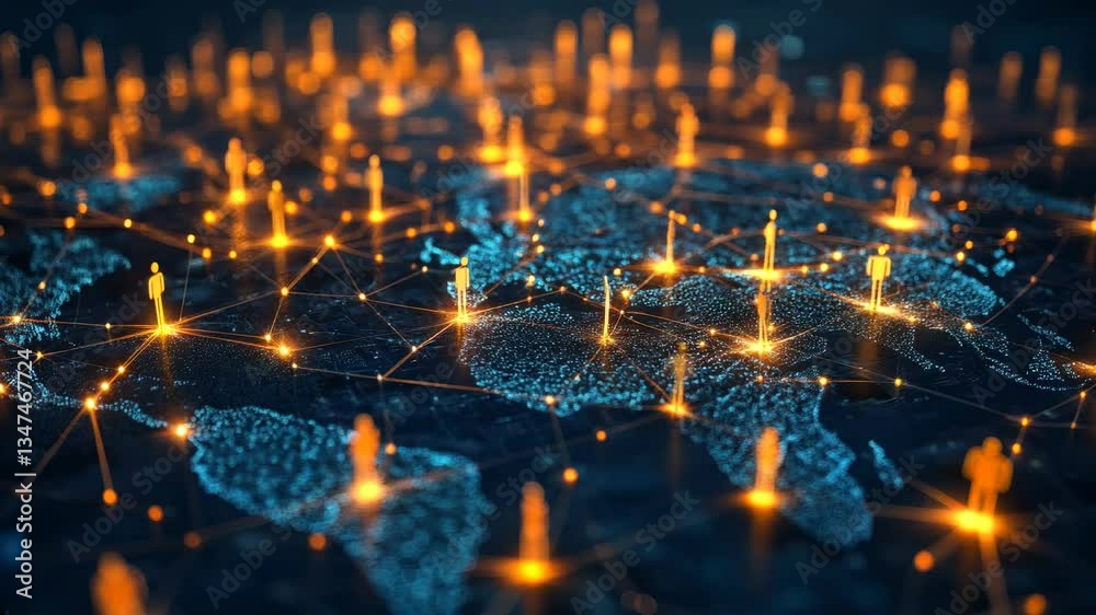 A futuristic digital representation of a global network with glowing connections.