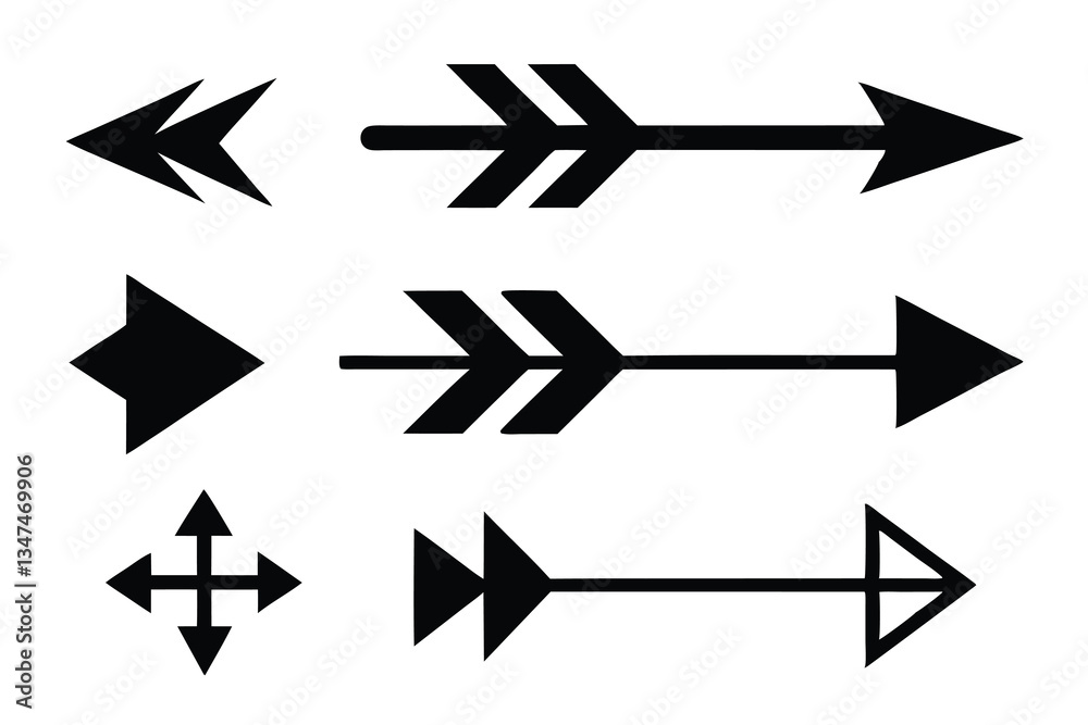 Set of Modern Geometric Arrows in Black Set of Modern Geometric Arrows in Black