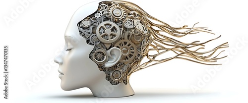 Mechanical mind, gears and flowing tendrils