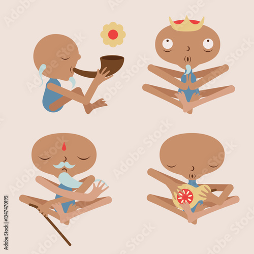 Diverse Character Poses Illustration Set