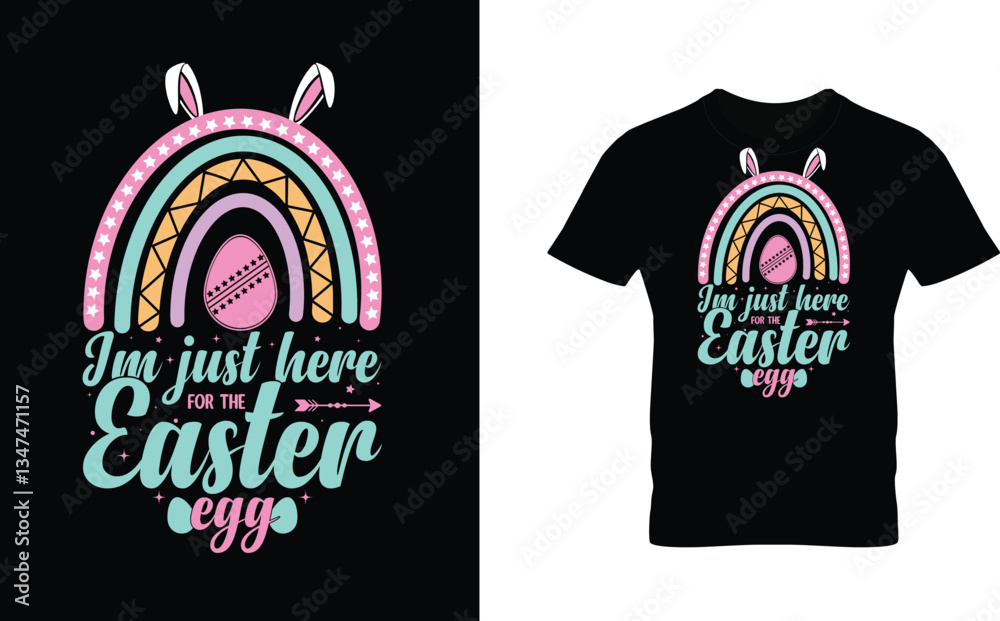 Fototapeta premium Easter Bunny and Rainbow Clipart t shirt design