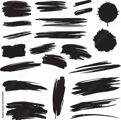 Black brush strock set 