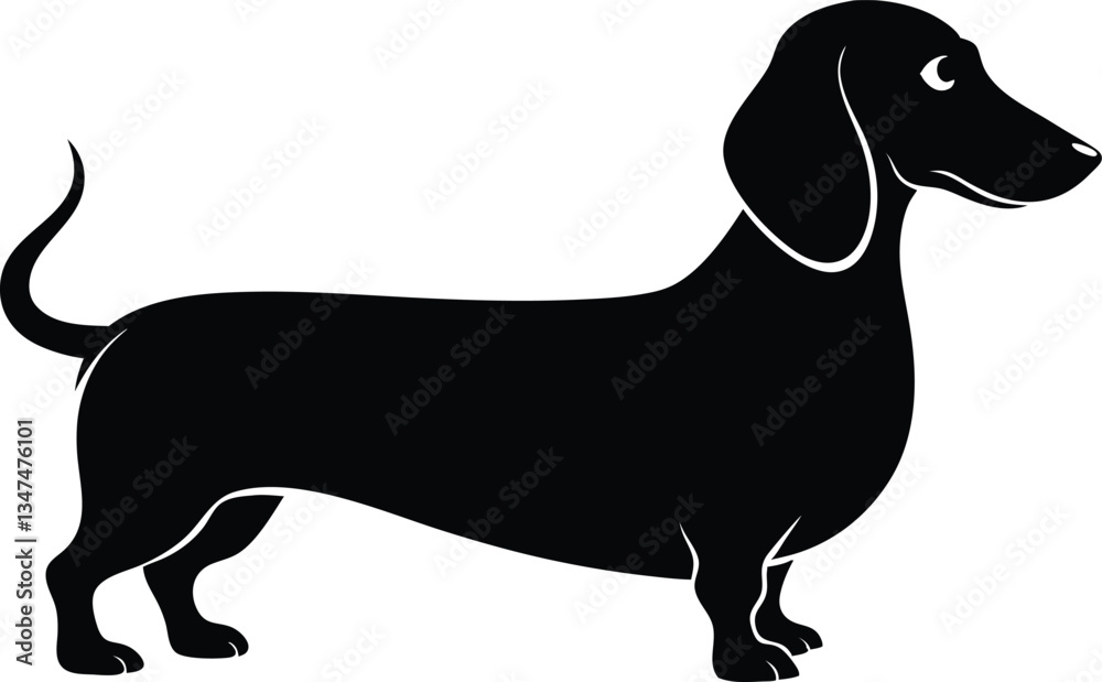 Dachshund dog black silhouette vector, Dachshund icon