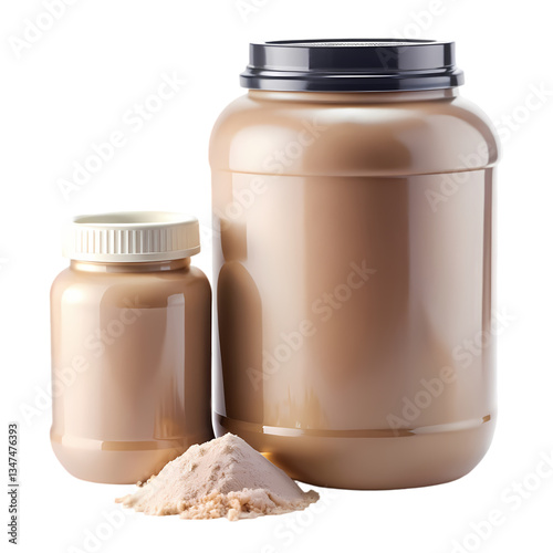 Protein Powder in Jars isolated on transparent background