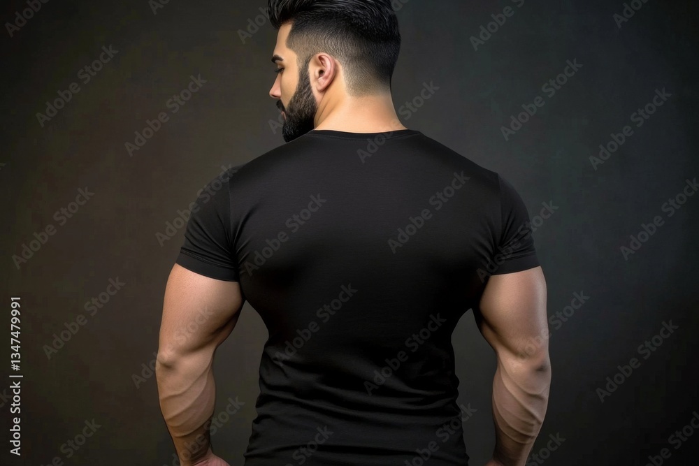 Versatile black t-shirt mockup featuring a powerful athletic model.