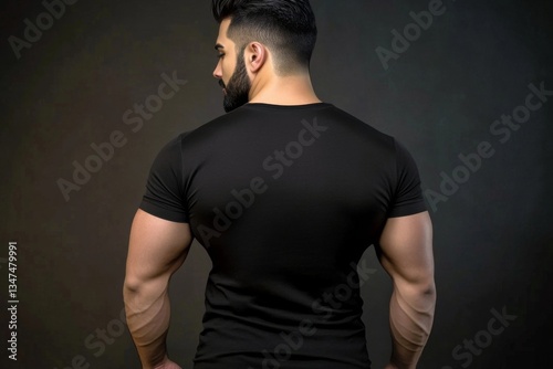 Obraz na płótnie Versatile black t-shirt mockup featuring a powerful athletic model. w salonie