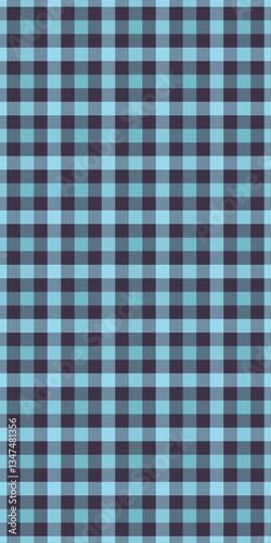 Serene blue and dark teal gingham pattern.  Perfect for backgrounds, textiles, or web design. This repeating texture offers a calming visual rhythm, representing order and tranquility.