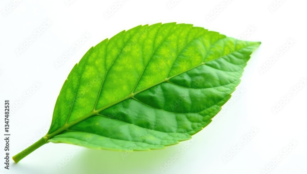 Obraz premium delicate green leaf isolated on white background, leaves, nature photography