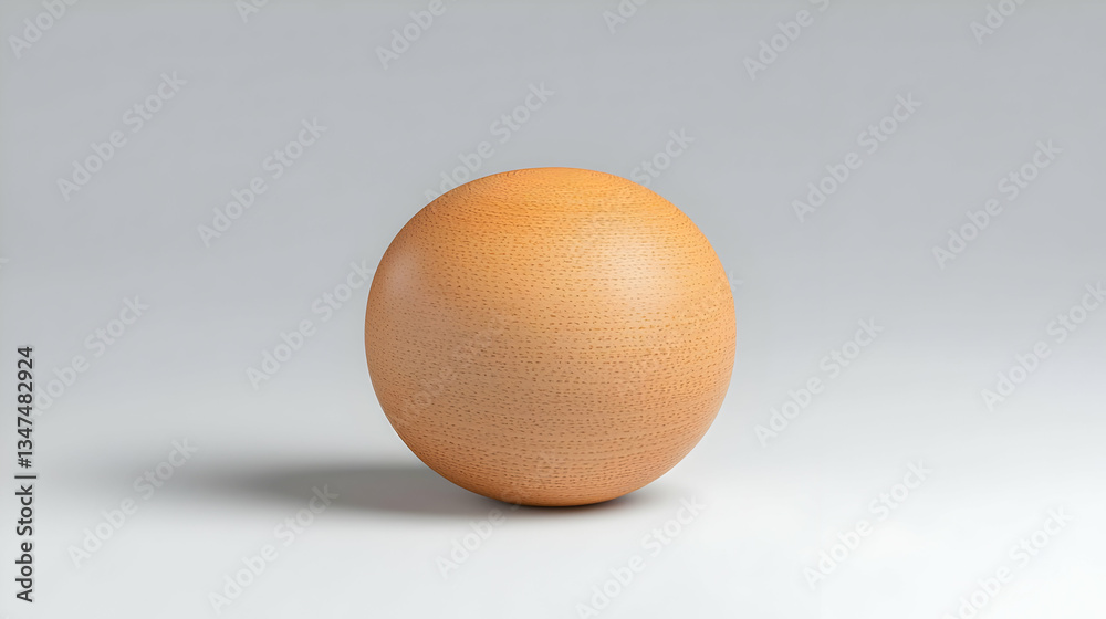 Single Light Brown Egg Sphere On Light Gray Background