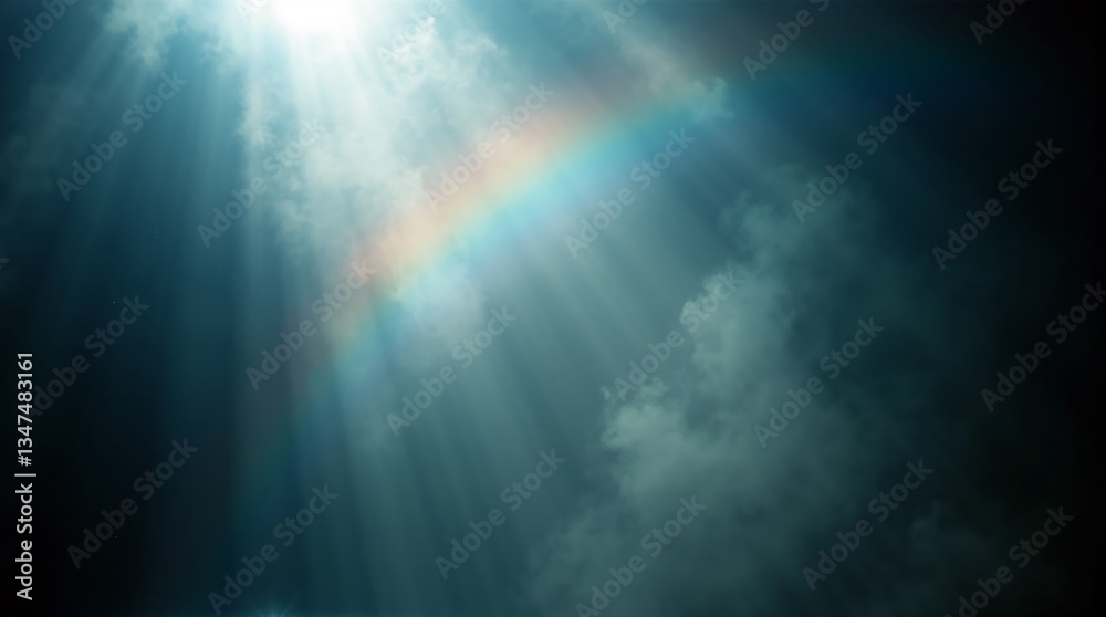 Rainbows emerge as sunlight refracts through misty air, dispersing into spectral colors against cloudy skies, revealing light's properties Rainbows emerge as sunlight refracts through misty air, dispersing into spectral colors against cloudy skies, revealing light's properties