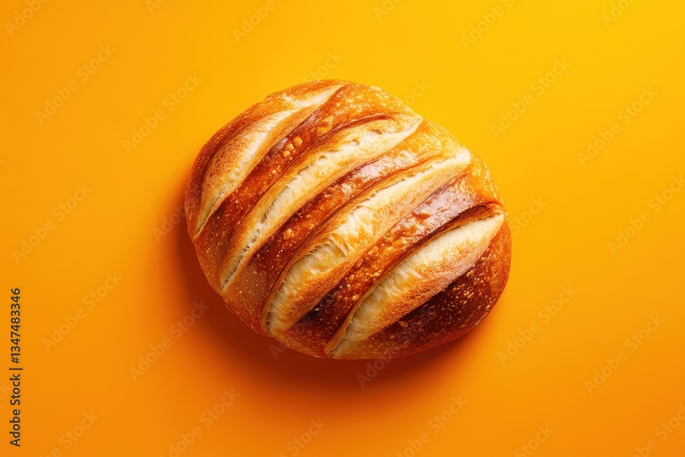 custom made wallpaper toronto digitalFreshly baked round bread sits against a vibrant orange background highlighting its golden crust and slashes
