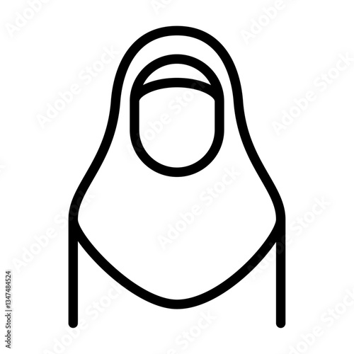 muslim woman avatar front view outline icon.