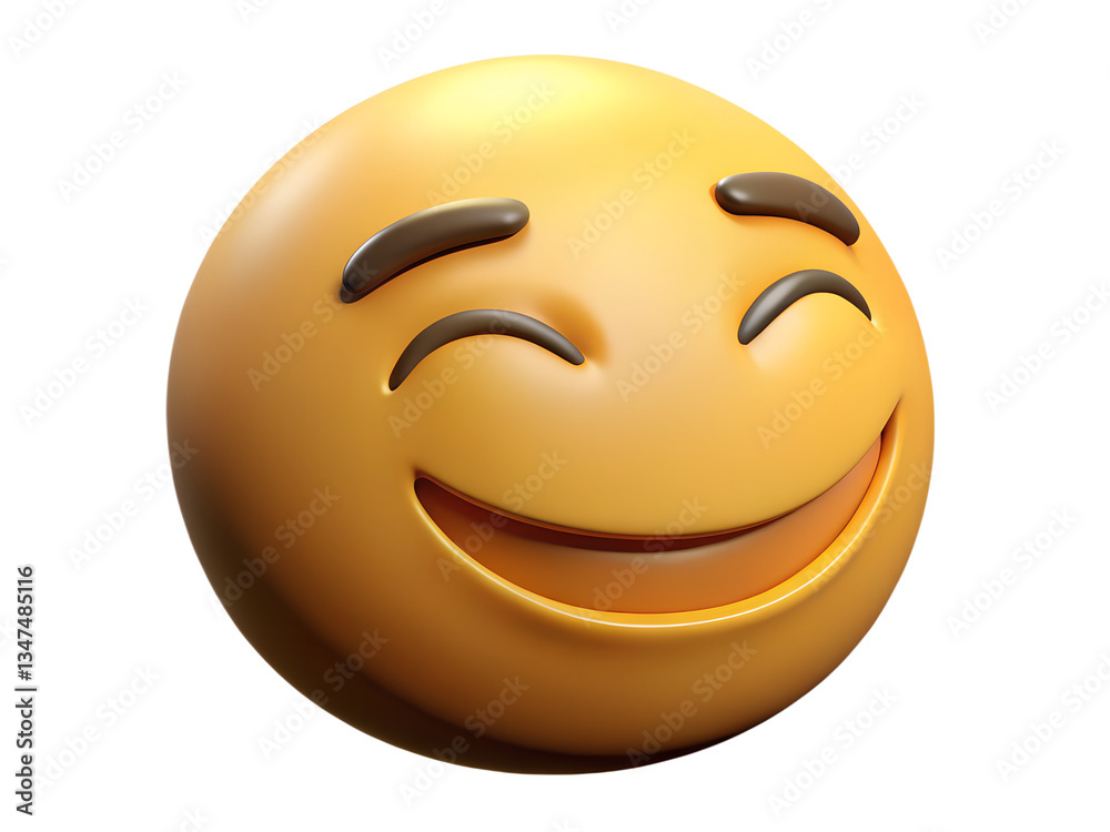 Fototapeta premium Smiling Face with Closed Eyes – Serenity and Joy