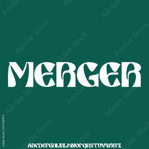 Modern sporty wide alphabet display font vector illustration