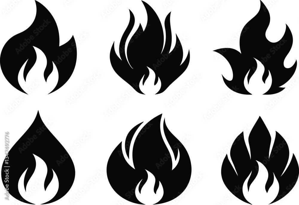 Fire flame icon vector set, Fire flame symbol Fire flame icon vector set, Fire flame symbol