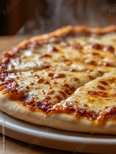 Wallpaper Mural Delicious cheese pizza on a plate, fresh and steaming hot. Torontodigital.ca